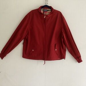 Guideboat Co. Red Full zip Racer collar Drawcord waist plaid lining jacket. XXL